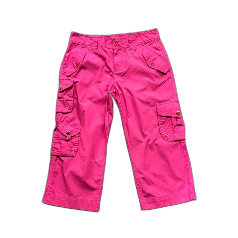 Ralph Lauren Women's Pink and Gold Cargo Ripstop Capri Pants